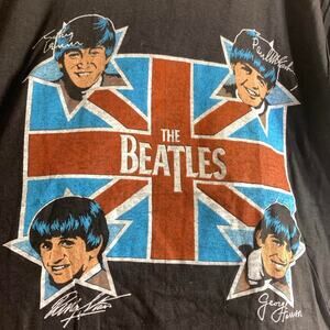 70’s THE BEATLES Band British Flag Portrait single stitch graphic tee shirt M